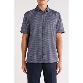 Soul of London Microfiber Short Sleeve Sport Shirt in Black /Noir at Nordstrom Rack, Size Xx-Large