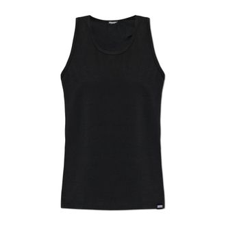 Dsquared2 Sleeveless Tops, male, Black, Size: XL Ribbed Sleeveless Lingerie Top