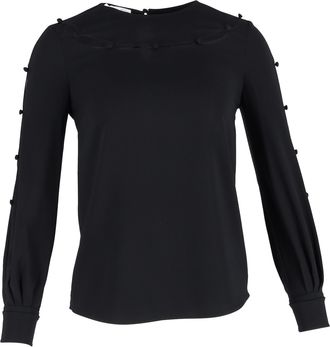 Oscar De La Renta Oscar de la Renta Bateau-halslijnblouse in zwarte zijde