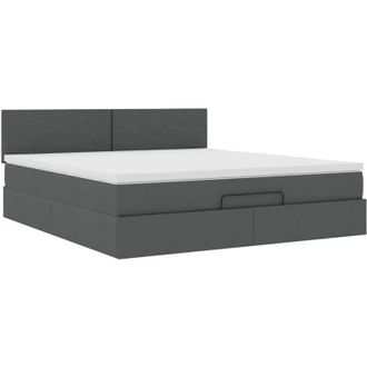 vidaXL Vidaxl - Estructura Cama Otomana Colch&oacute;n Tela Gris Oscuro 160x200 Cm