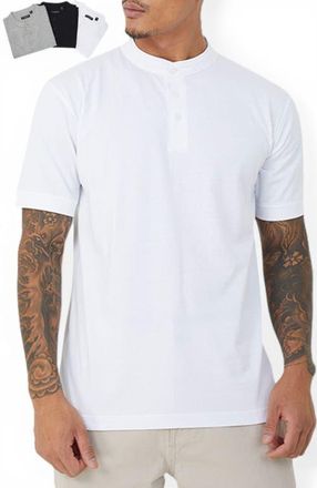 Brave Soul 3-Pack Short Sleeved Round Neck Shirt in Optic Wht/jet Blk/lt Grey Marl at Nordstrom, Size Xx-Large Uk