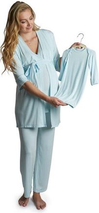 Everly Grey Analise During & After 5-Piece Maternity/Nursing Sleep Set for Mom & Baby in Whispering Blue at Nordstrom, Size X-Small