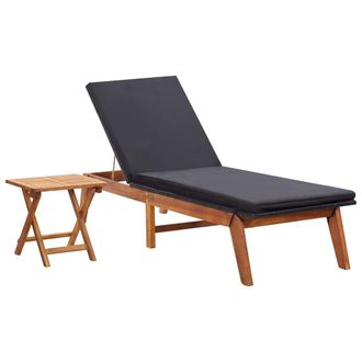 vidaXL Tumbona Con Mesa Rat&aacute;n Sint&eacute;tico Y Madera Maciza De Acacia Vidaxl