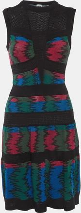 M Missoni Multicolor Jacquard Knit Mesh Detail Mini Dress