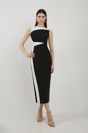 Karen Millen Clean Tailored Colour Block Pencil Midi Dress