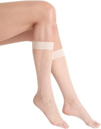 Wolford Dot Net Knee High Socks in Buttercream at Nordstrom