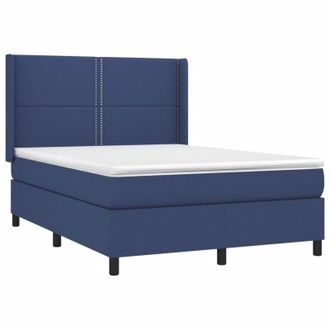 vidaXL Cama Box Spring Con Colch&oacute;n Tela Azul 140x200 Cm Vidaxl