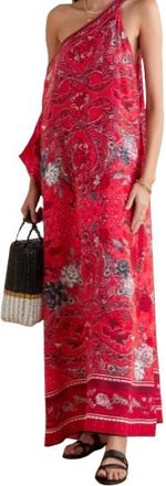 Camilla Red Printed Silk Asymmetric Kaftan Size M