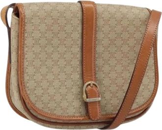 Celine Pre-owned Vintage Canvas Schoudertas - Dames - Vintage Schoudertas - Beige - ONE Size - Leer - Vintage