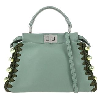 Fendi Peekaboo Bag Leather Green Leather Handbag (Pre-Owned)