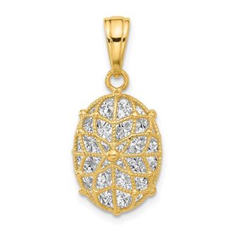 Diamond2Deal 14k Yellow Gold with White Rhodium Polished Dia-cut Pendant