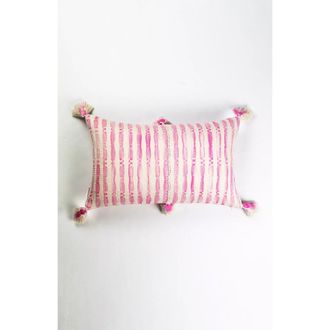 Archive New York Antigua Naturally Dyed Striped Handwoven Cotton Throw Pillow in Pink And Ivory Stripe at Nordstrom, Size 12X20