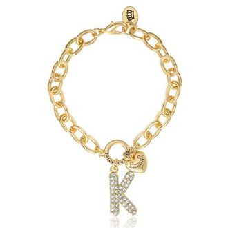 Juicy Couture Pav&eacute; Initial Charm Bracelet, 7.5 Gold Tone Link in Letter K at Nordstrom