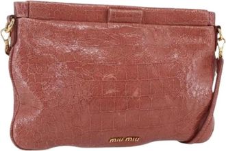 Miu Miu Pre-owned Cross Body Bags, female, Pink, Size: ONE SIZE Pre-owned Leather Shoulder Bag