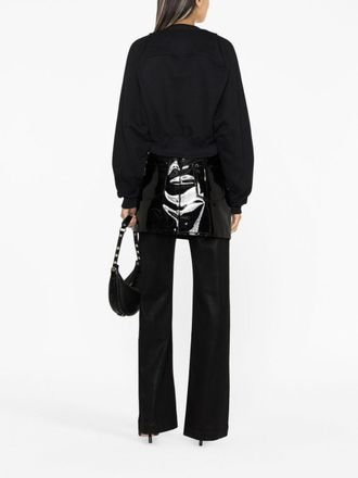 Off-white Logo-Print Cropped Sweatshirt - Black