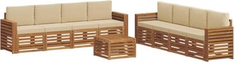 vidaXL Set Di Divani Da Esterno 9 Pz Naturale E Beige Vidaxl
