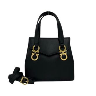 Ferragamo Pre-owned Leren 2way Schoudertas - Dames - Pre-owned - Zwart - Maat: ONE Size Leer