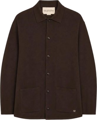 Valentino Vlogo Signature Wol Cardigan - Heren - Vesten - Bruin - XL - Wol - Truien & Vesten