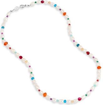 Dower & Hall Carnival Mixed Gemstone Necklace in Sterling Silver at Nordstrom, Size 18