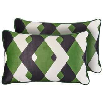 Beliani Beliani - Conjunto De 2 Cojines De Exterior Accesorios De Jard&iacute;n Patr&oacute;n Geom&eacute;trico 30x50 Cm Multicolor Sway
