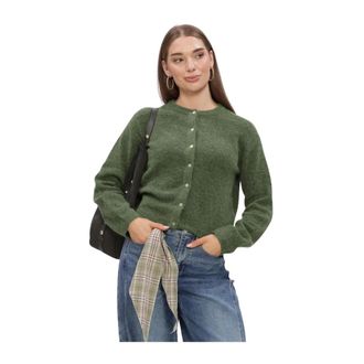 Object Objagate L/S RE Knit Cardigan Noos - Dames - Vesten - Groen - XS - Wol - Truien & Vesten