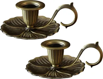 OEM Candelabro, Candelabro De Metal Vintage De 2 Piezas Con Mango Extra&iacute;ble, Portavelas C&oacute;nico Inoxidable Para Decoraci&oacute;n Del Hogar, Bodas Y Navidad (bron