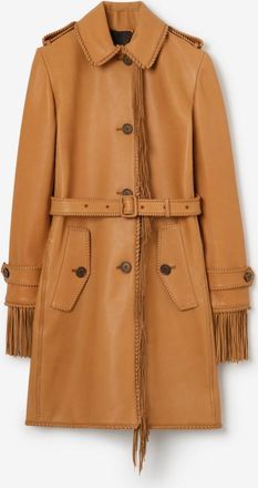 Burberry Short Fringed Leather Car Coat