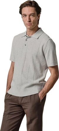 Profuomo Korte mouw polo Profuomo gestreept grijs met boord