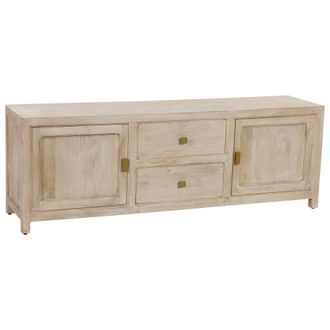 Wanderlust Deco Mueble bajo de madera beige 2 puertas y 2 cajones 170x40x56h cm