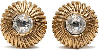 Chanel Tweedehands vergulde strass zonnestraal clip-on oorbellen