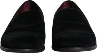 Dolce & Gabbana Black Velvet Loafers Formal Men Dress Mens Shoes (Pre-Owned)