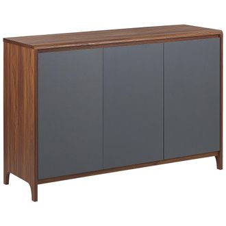 Beliani Beliani - Aparador Madera Oscura/gris Con Gabinete De 3 Puertas De Madera De Ingenier&iacute;a Estilo Retro Medfort