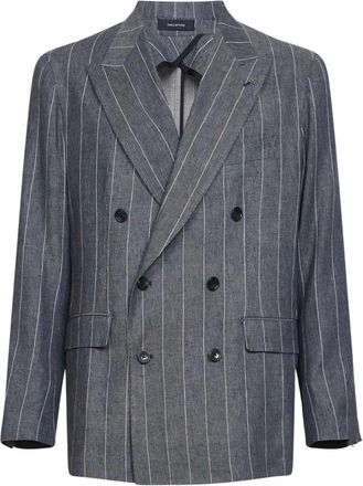 Tagliatore Double-breasted Blazer - Heren - Blazers - Blauw - M - Katoen - Jassen