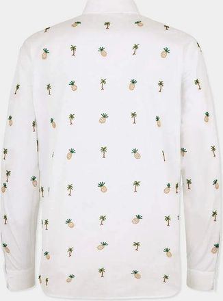 Dsquared2 Palm and Pineapple Embroidered Shirt - White
