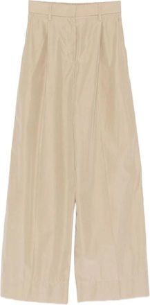 Forte_Forte Broeken, Dames, Beige, L, Wide Broeken