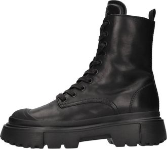 Hogan H619 Veterlaarzen - Dames - Veterlaarzen - Zwart - 36 1/2 EU - Leer - Schoenen