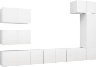 vidaXL 8 Piece TV Cabinet Set White Engineered Wood vidaXL