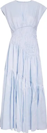 Aje Aje Ecliptica Shirred Linen-blend Midi Dress - Blue - 10 (UK10 / S)