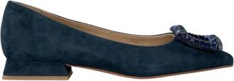 Alma En Pena Platte schoen vierkant ornament - Dames - Ballerinas - Blauw - 39 EU - Schoenen