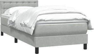 vidaXL Cama Box Spring Con Colch&oacute;n Terciopelo Gris Claro 90x210 Cm Vidaxl