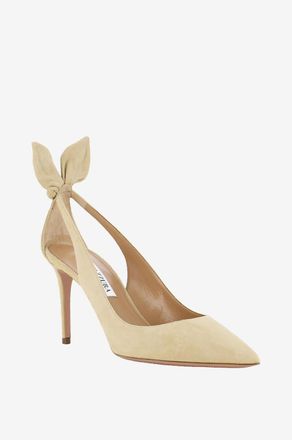 Aquazzura Pumps aus Wildleder Bow Tie 85