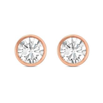 Diana M. Jewels 14KT ROSE GOLD LAB GROWN ROUND STUDS IN A BEZEL SETTING WEIGHING 2.00 CTS TW