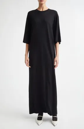 Toteme Merino Wool T-Shirt Sweater Dress in Black at Nordstrom, Size Xx-Small