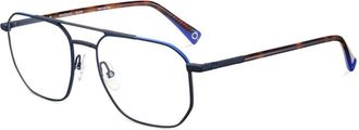 Etnia Barcelona Kingman Geometric Metal Frame Eyeglasses with Tortoiseshell Temples
