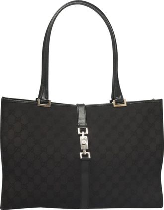 Gucci Jackie Black Canvas Tote Bag (Pre-Owned)