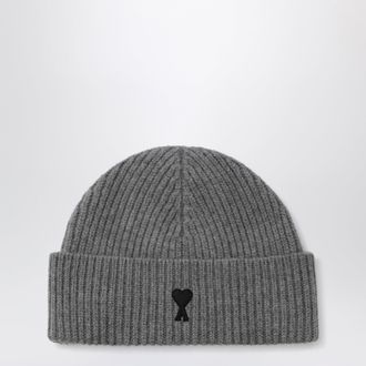 Ami Ami de Coeur beanie in grey wool blend