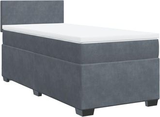 vidaXL Box Spring Bed with Mattress Dark Grey 90x200 cm Velvet vidaXL