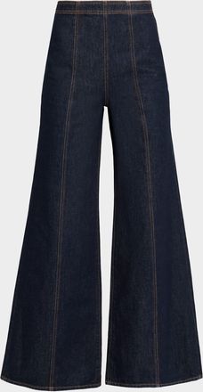 Ulla Johnson The Bianca Front-Seam Wide-Leg Jeans