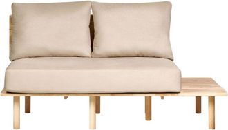 Beliani Beliani - Sof&aacute; 2 Plazas Estilo Japandi Estructura Madera Clara Respaldo Con Mesa Plegable Tapizado De Tela Beige Salo