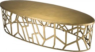 Macabane Mesa de centro ovalada de aluminio dorado de 150 cm